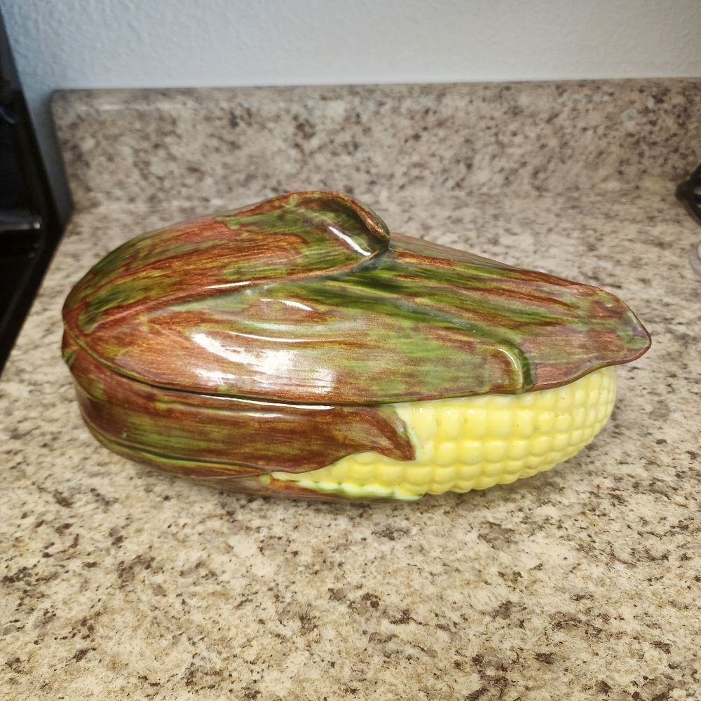 Vintage Ceramic Corn Cob Soup Tureen Server